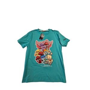 Lucky Charm Magic Mushroom Teal Graphic T-Shirt Mens Large T788‎ DTLR New